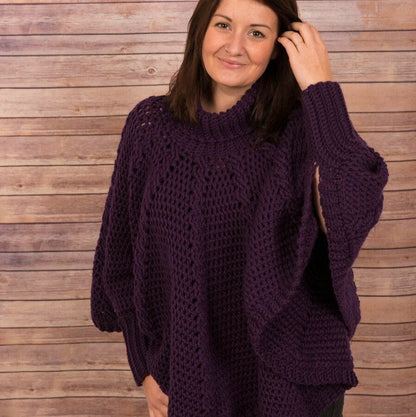 Crochet Roll Neck Poncho